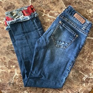 Rock & Roll Denim Embroidered Cuff Jeans